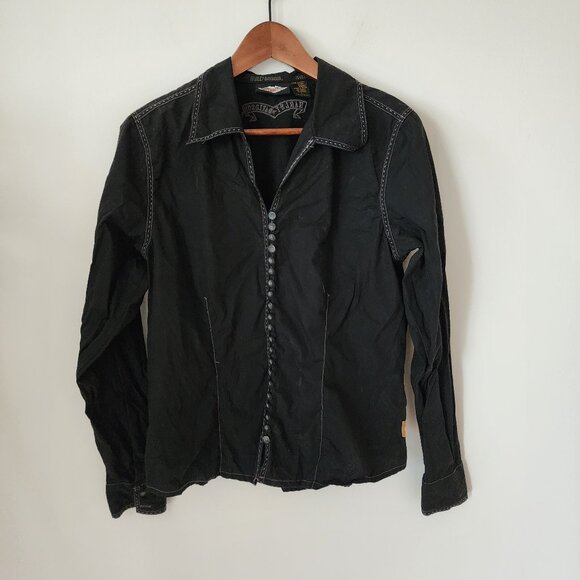 Harley-Davidson Tops - Harley Davidson Black Cotton Button up shirt